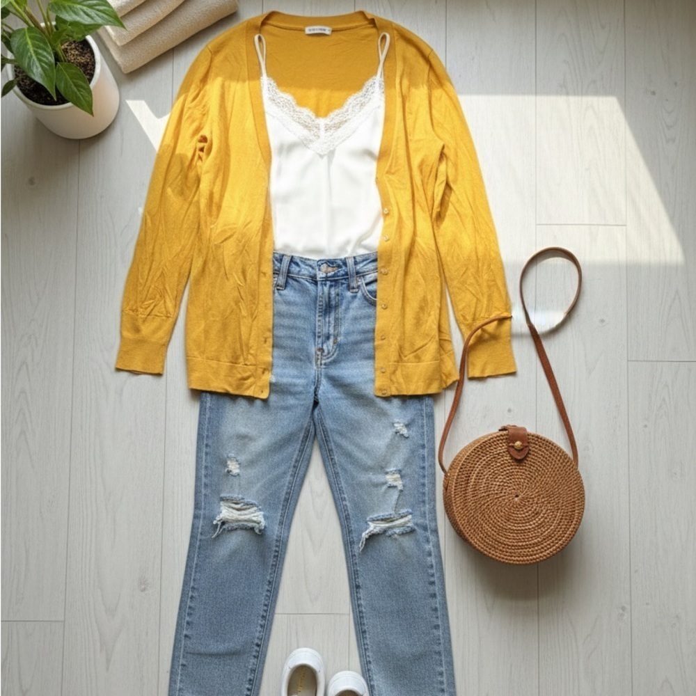 J crew crystal button long cardigan size L 💛💛